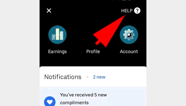 3. Tap on Help: Now you will see your profile with a help button on the top right corner of the profile page. Just tap on it to get help and delete your Uber Driver account.