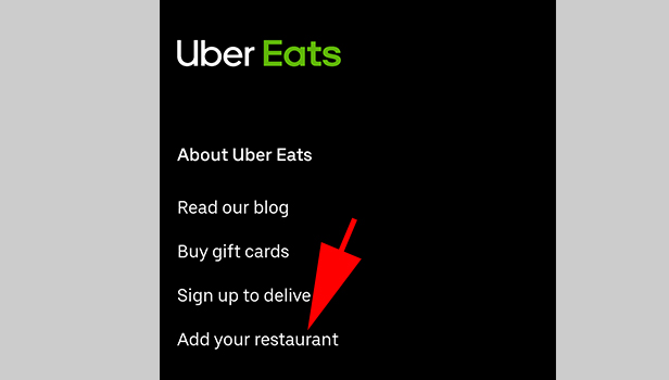 Sign up on UberEats as a Restaurant