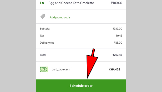 Schedule Delivery on UberEats