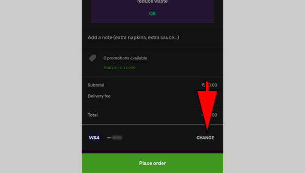 Order on Uber Eats with Cash